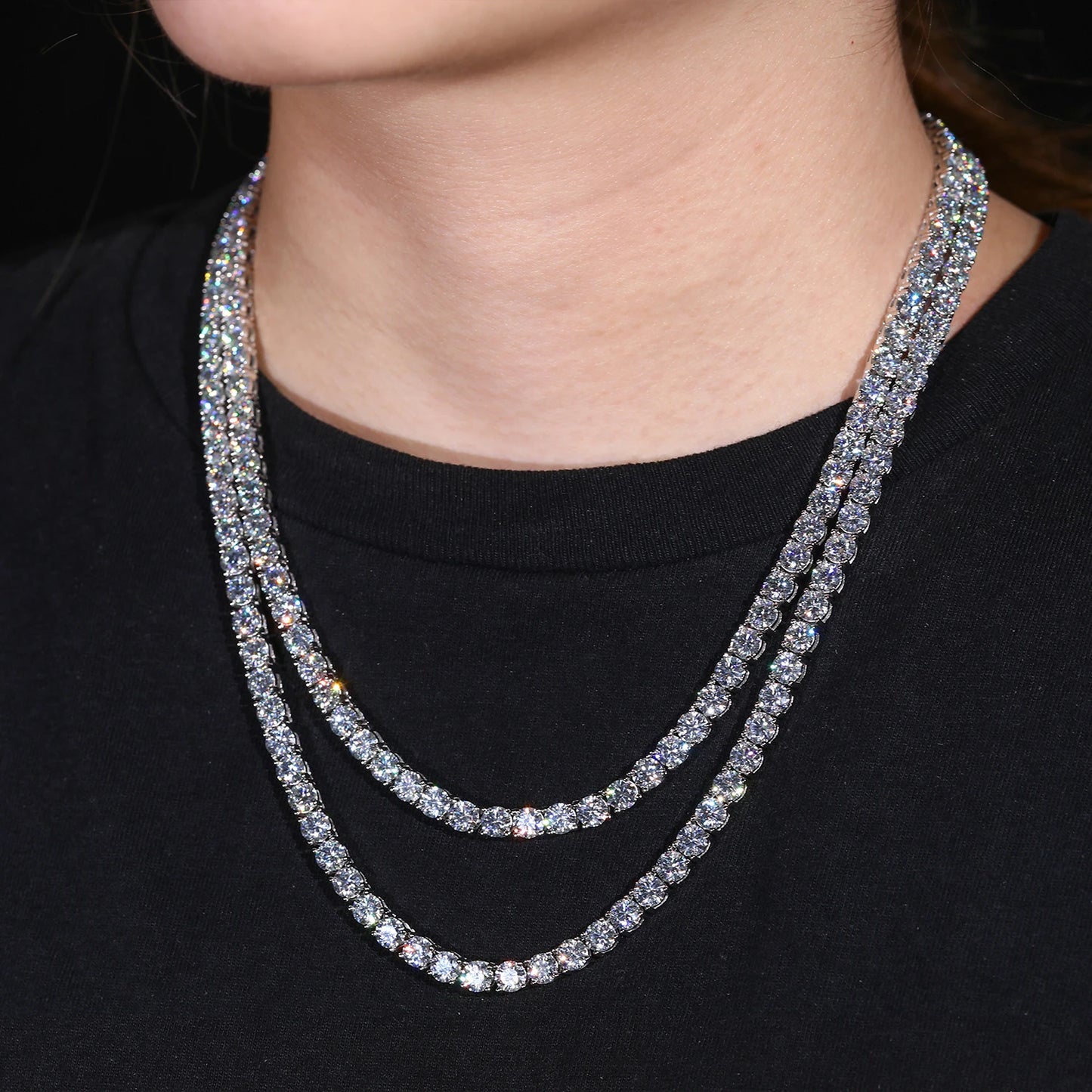 VVS1 Moissanite Tennis Necklace S925 Sterling Silver with GRA - Silver