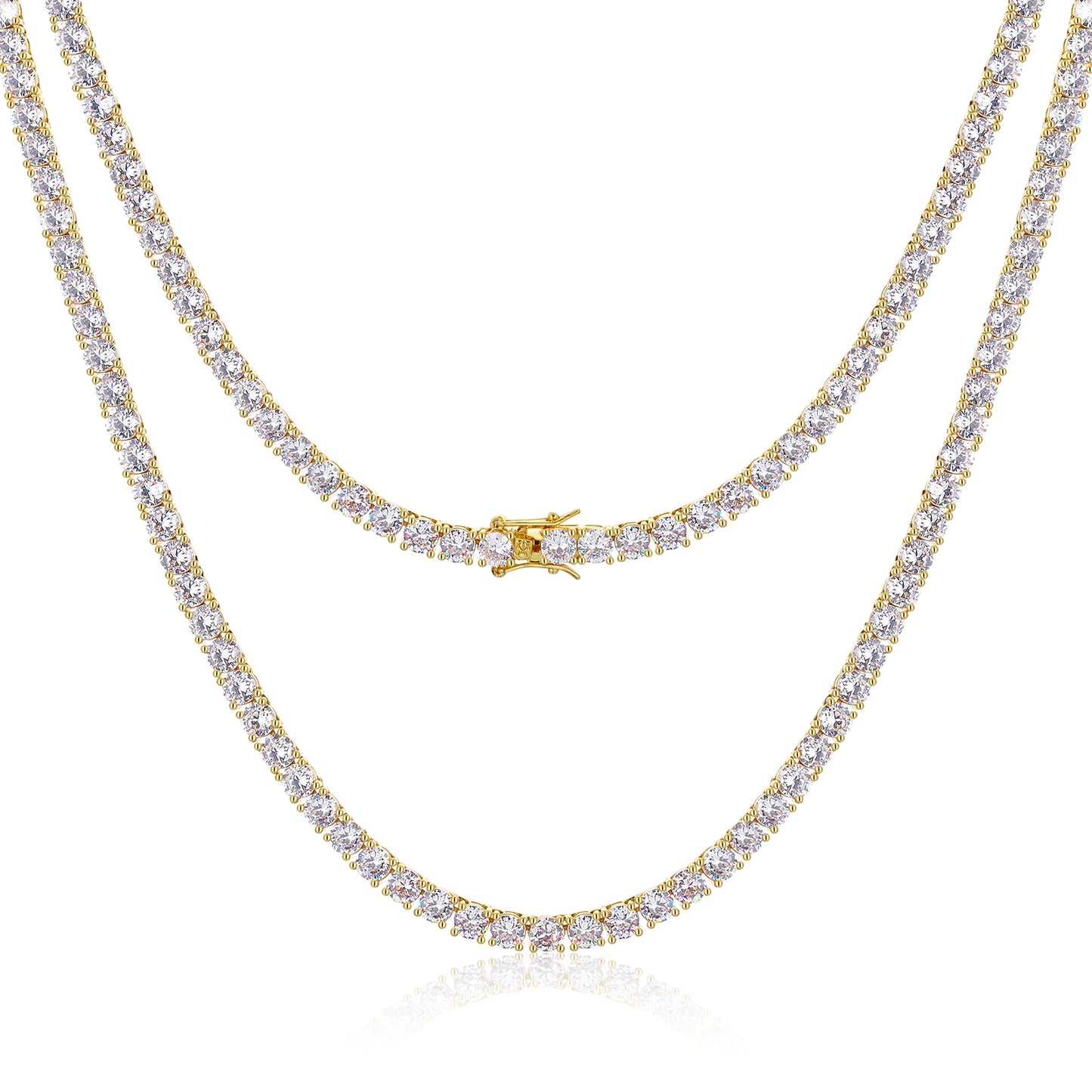 VVS1 Moissanite Tennis Necklace S925 Sterling Silver with GRA - Gold