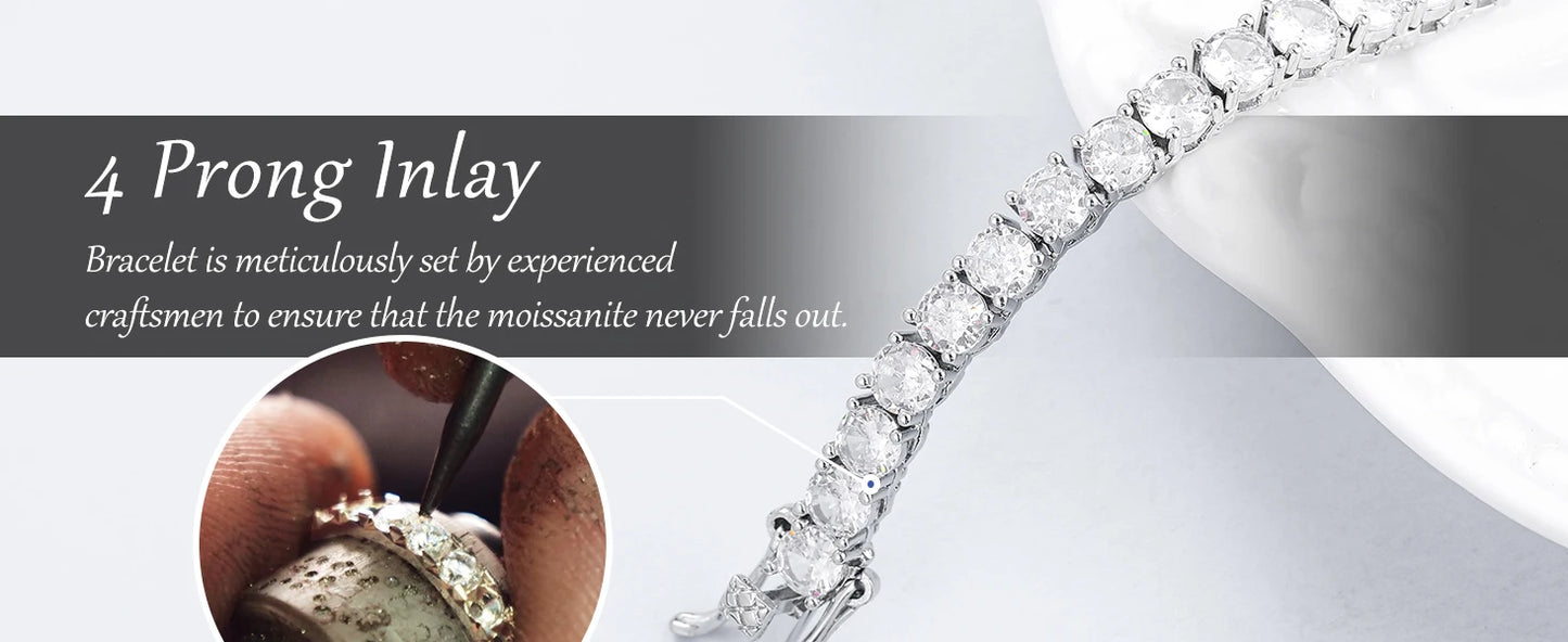 VVS1 Moissanite Tennis Bracelet S925 Sterling Silver with GRA - Gold