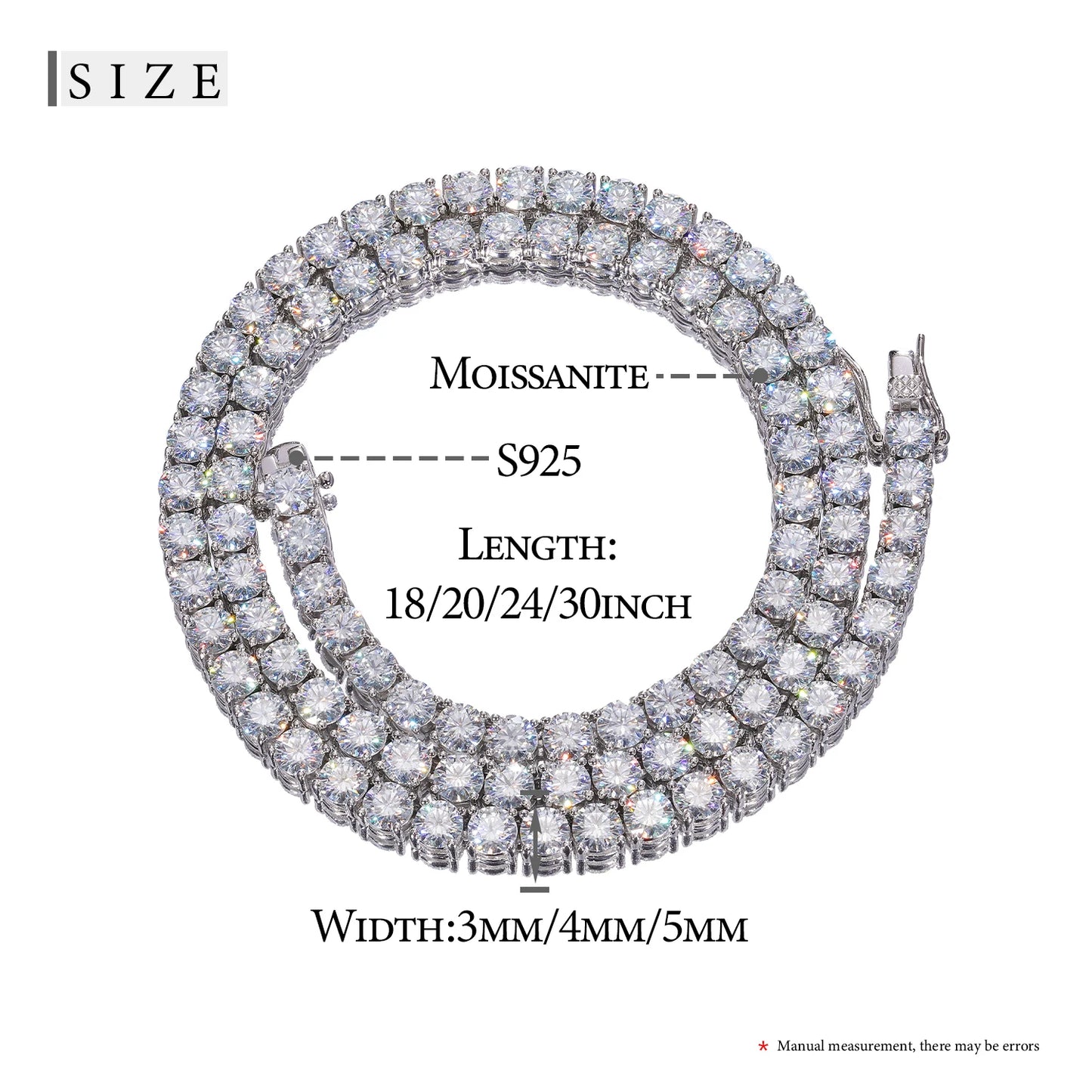 VVS1 Moissanite Tennis Necklace S925 Sterling Silver with GRA - Silver