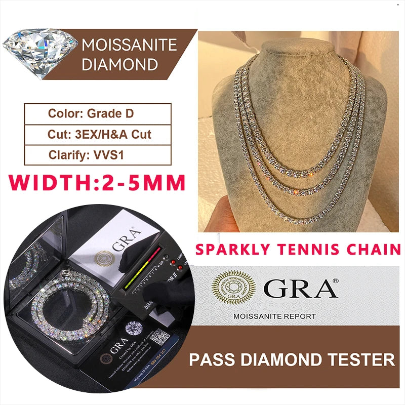 VVS1 Moissanite Tennis Bracelet S925 Sterling Silver with GRA - Gold