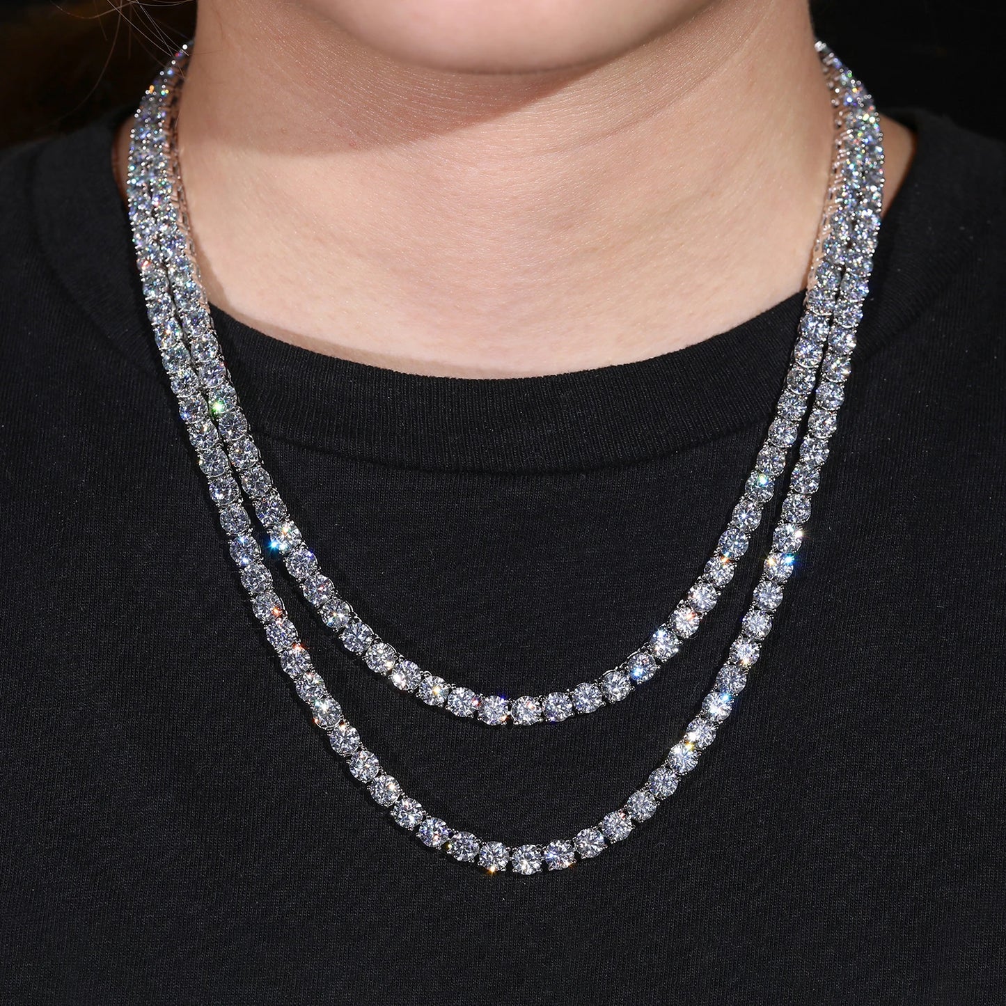 VVS1 Moissanite Tennis Necklace S925 Sterling Silver with GRA - Silver